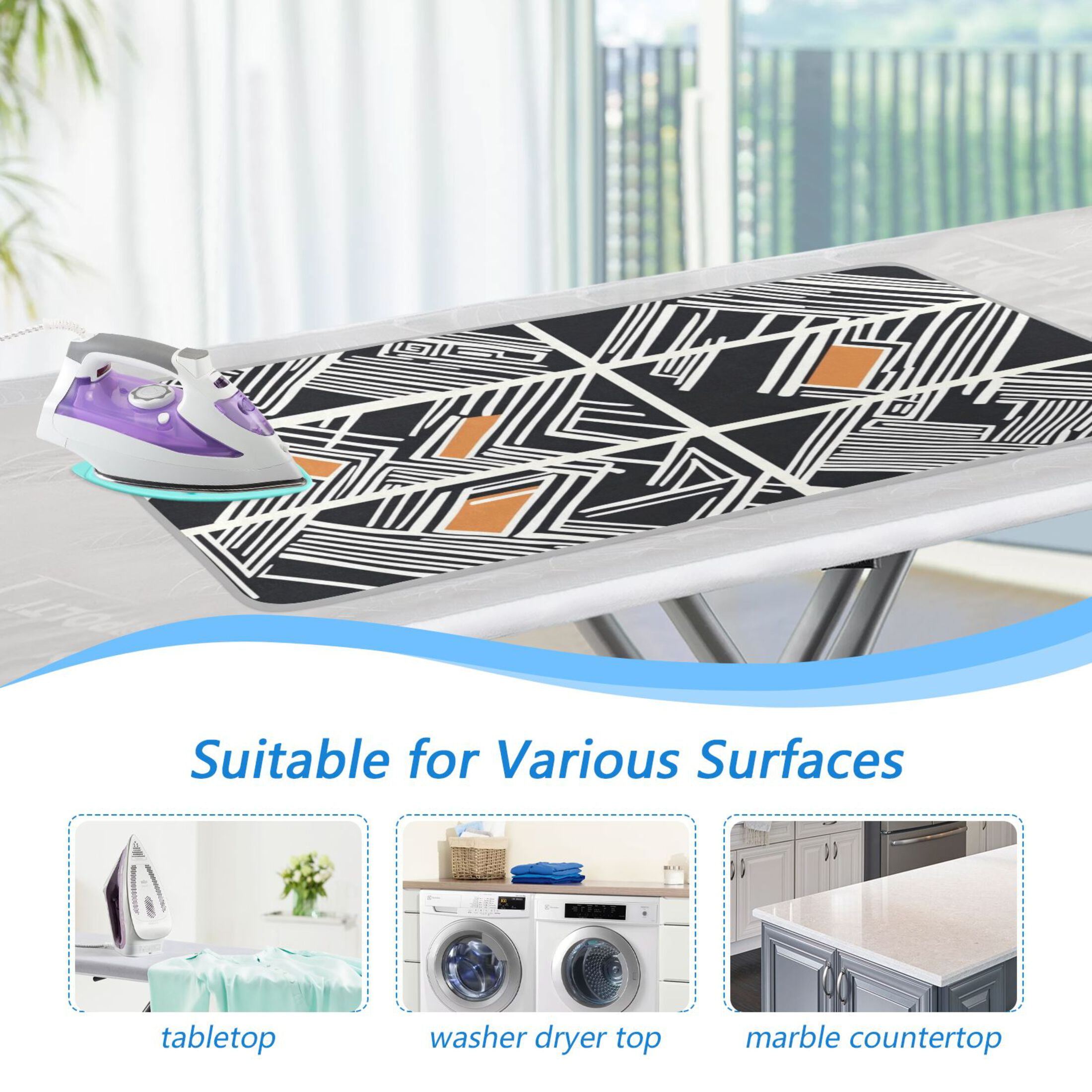 Abstract Geometry Ironing Mat Blanket for Table Top Travel Portable Ironing Board Pad 47.2x27.6 Inch