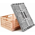 thumbnail image 2 of Juego de 2 cajas de almacenamiento de plástico plegables, caja de almacenamiento de plástico plegable para habitación de niños, cocina, oficina (rosa, 30,5 x 20 x 12,2 cm) Sincero Electrónica, 2 of 4