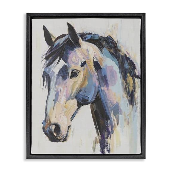 Stupell Industries Chromatic Stallion Abstraction Black Framed Floater Canvas Wall Art, design by Svetlana Aleynikova
