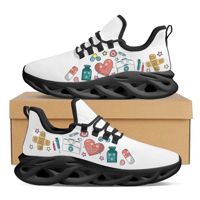 Zapatos con diseño de dibujos animados de medicina, con diseño de caja médica de amor simple, ligeros y casuales para correr al aire libre.