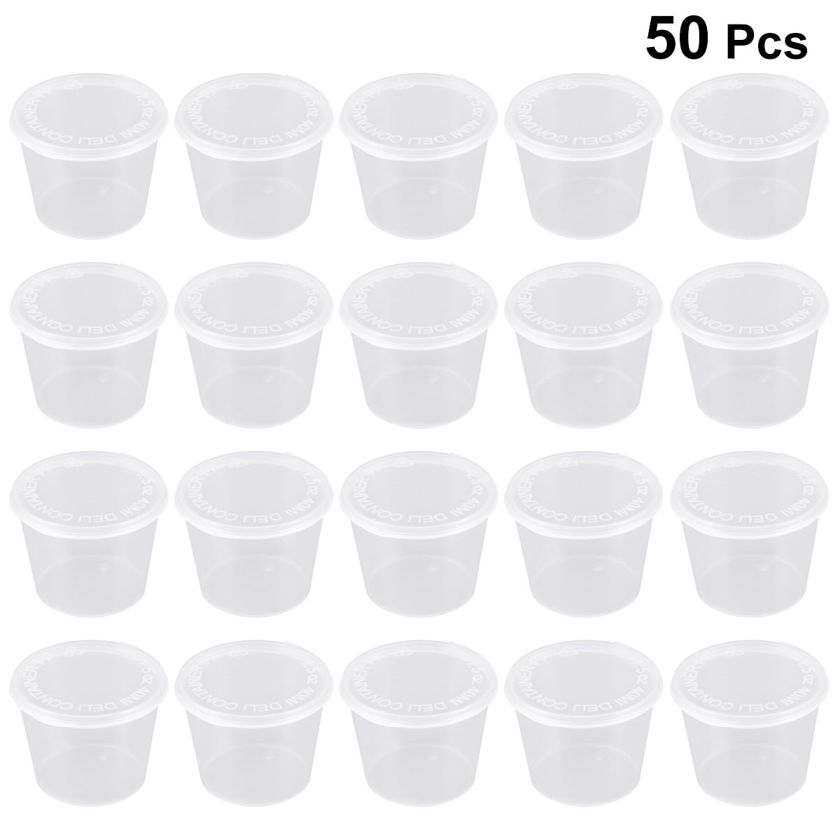 Comfy Package 4 Oz Sample Cups Small Plastic Containers with Lids, 50-Pack