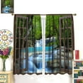 thumbnail image 3 of Waterfall Scenery Curtains, Nature Landscape Theme Forest High Mountains Flowing Water Forest Print Pattern Window Drapes for Bedroom LivingRoom Kitchen Drapes 84x84 Inch, 3 of 6