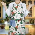 thumbnail image 6 of Green Dinosaurs Christmas Pattern Apron-Garden Aprons for Women with Pockets-Cotton Linen Waterproof Kitchen Cooking Gardening Aprons Adjustable for Kitchen,Cooking,BBQ and Salon 33x27 Inch, 6 of 7