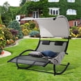 thumbnail image 5 of SUNCREAT Outdoor Double Chaise Lounge Chair with Canopy & Wheels & Headrest Pillows, Black, 5 of 9