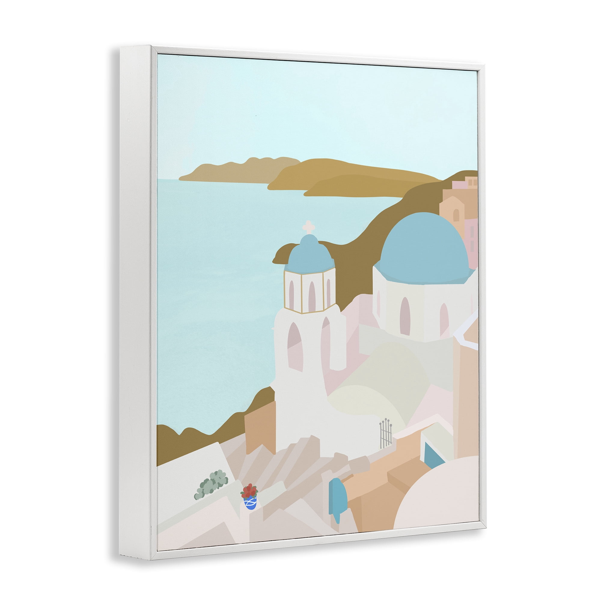 Stupell Industries Coastal Santorini Vibes White Framed Giclee Art, design by Anna Quach