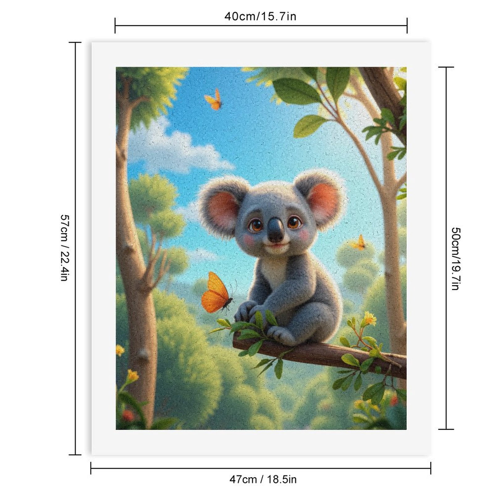 Paint by Numbers Kit for Adults, Cute Koala Butterfly Forest Scene Paint by Numbers, Easy Paint by Numbers Kit for Adults Beginner, DIY Adult Paint by Number Kits on Canvas, Home Decor