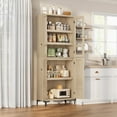 thumbnail image 3 of Studyset 71" Tall Kitchen Pantry Cabinet with Glass Doors,5-Tier Storage Solution Freestanding Food Storage Cabinet with 4 Doors 5 Tier Adjustable Shelves for Kitchen, Dining Room, Bathroom, 3 of 8