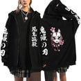 thumbnail image 2 of Demon Slayer-Sudadera con capucha y cremallera para hombre y mujer, abrigo de gran tamaño con cremallera, chaqueta de Anime, 2 of 3