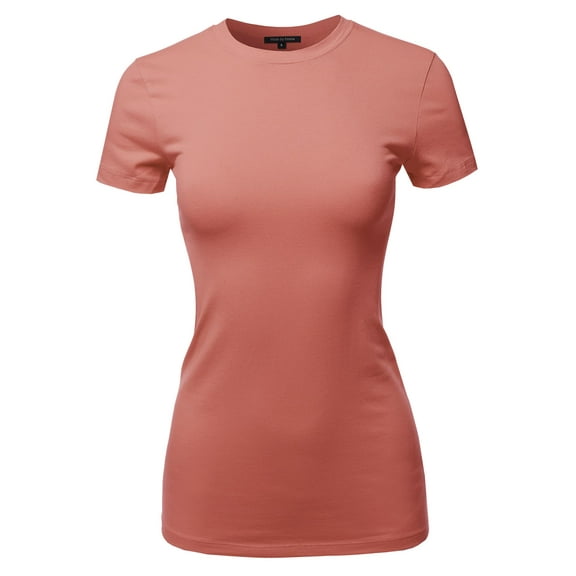 FashionOutfit Women's Basic Cotton Crew Neck Short Sleeve Top