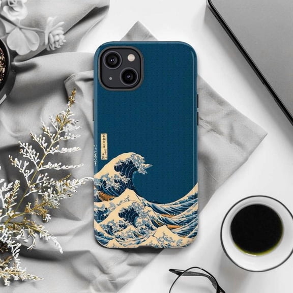 The Great Wave Phone Case, Japanese Ukiyo-e Art Inspired Ocean Wave Design Protective Cover for iPhone 16 15 14 13 12 11 Pro Max Mini