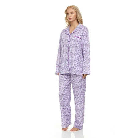 

Lati Fashion Women Pajamas Set Pants and Top Long Sleeve 2-Piece Female Pajamas Set Purple XL