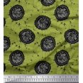 thumbnail image 1 of Soimoi Green Rayon Fabric Text & Aeroplane Travel Print Fabric by the Yard 42 Inch Wide, 1 of 3