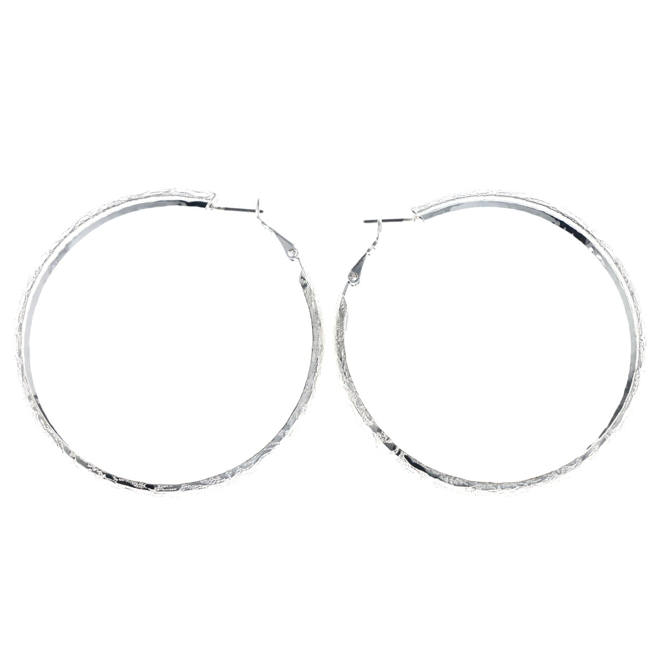 Flower Textured Hoop-Earrings Silver-Tone Color #5880 Flower Textured Hoop-Earrings Silver-Tone Color #5880