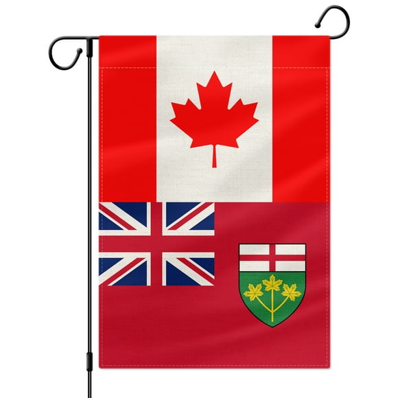 PTEROSAUR Canada and Ontario Garden Flag, 12.5x18 inch Vertical Double Sided Small Flag, for House Yard Lawn Outdoor Decoration Banner