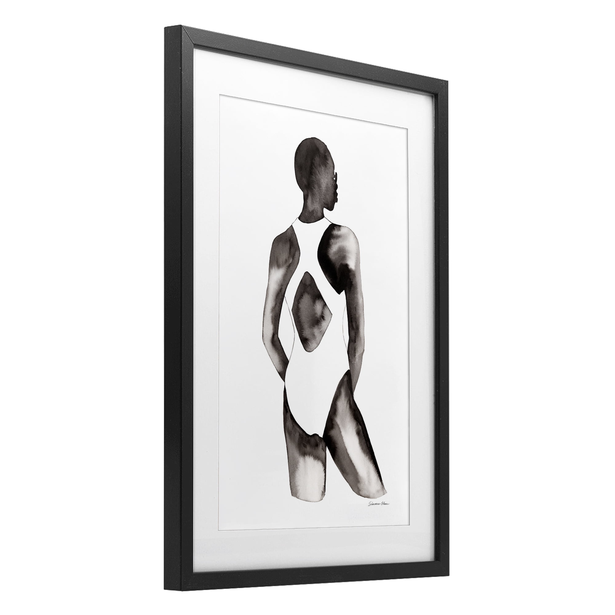 Stupell Industries Beach Day Swimsuit Silhouette Black Framed Print Under Glass, design by Simone Elum