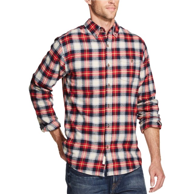Camisa a cuadros de franela resistente a la intemperie para hombre, rojo, mediano