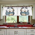 thumbnail image 3 of Yayeee Kitchen Curtains Tier Set of 2 Light Filtering 57"x24" Over Sink Window Panels, Blue Cute Cat, 3 of 7