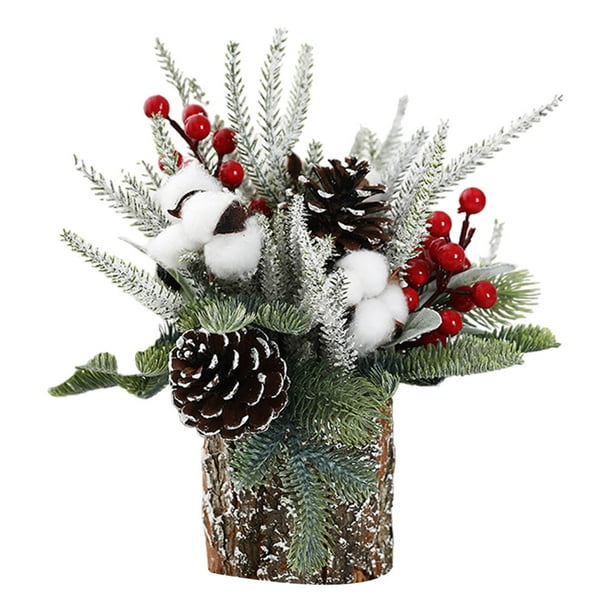 de Navidad de mesa, adorno navideño, decoración navideña decorativa, mini de Navidad artificial para chimenea, mesa del hogar Algodón
