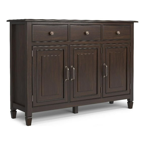 Pemberly Row Solid Wood 51" Wide Traditional Storage Cabinet in Chestnut Brown