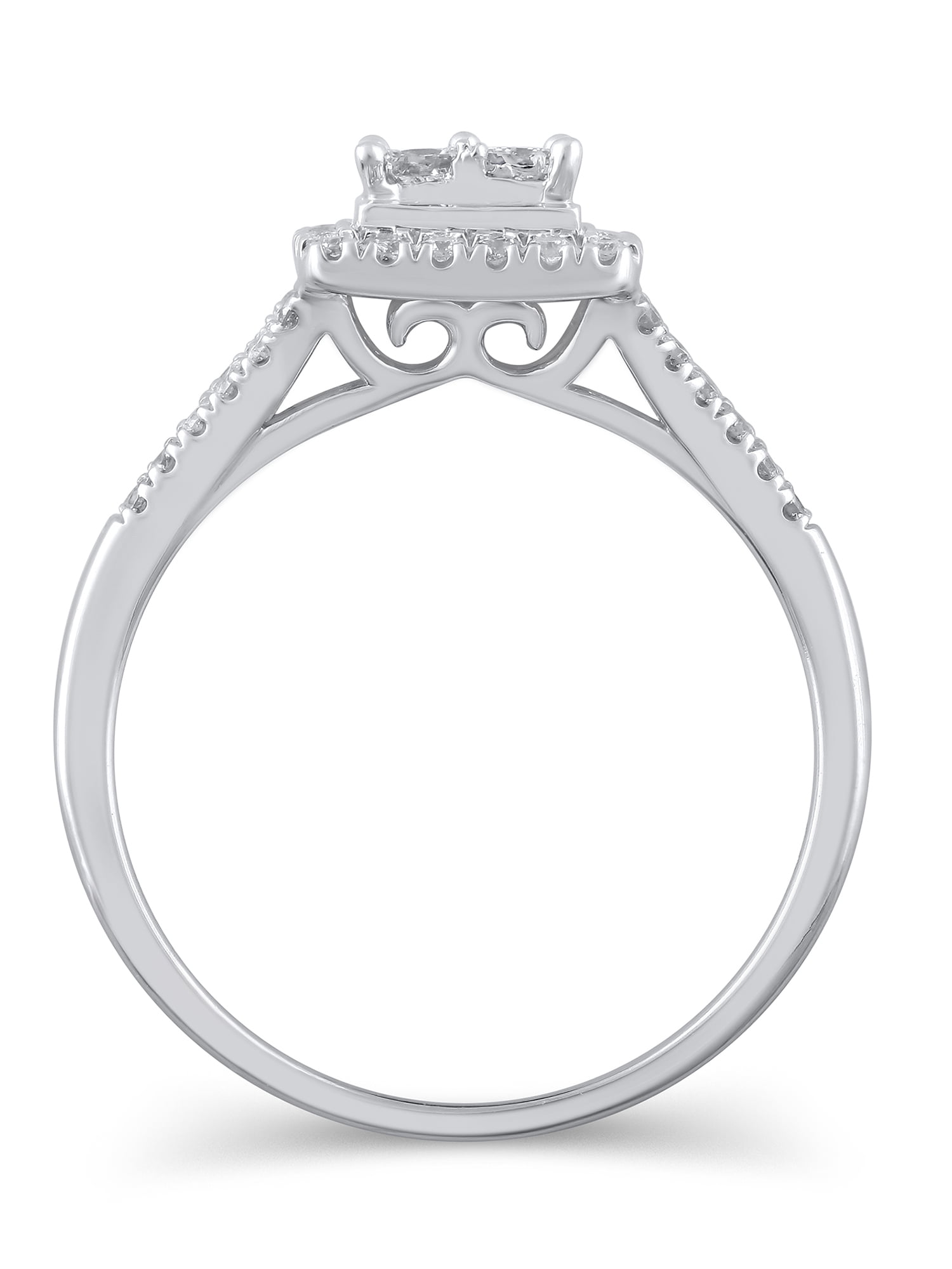 1/2 Carat T.W. (I2 clarity, H-I color) Brilliance Fine Jewelry Diamond Quad Engagement Ring in 10kt White Gold, Size 7