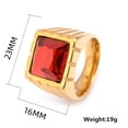 thumbnail image 2 of PAMTIER Unisex Stainless Steel Vintage Classic Square Cut Red Gemstone Signet Ring Rhinestones Statement Wedding Band Comfort Fit Gold Size 10, 2 of 6