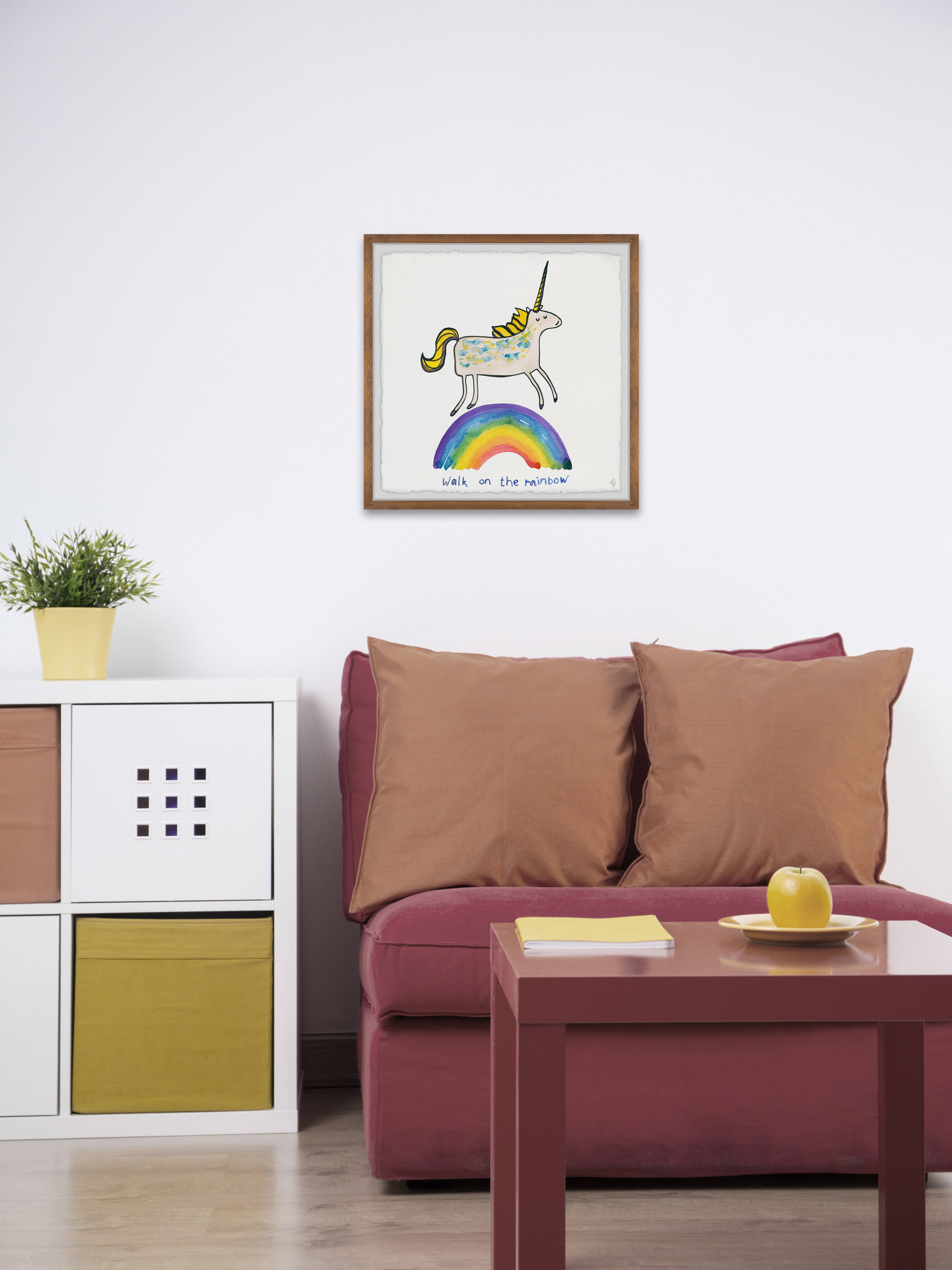Marmont Hill Unicorn Rainbow Walk Framed Wall Art
