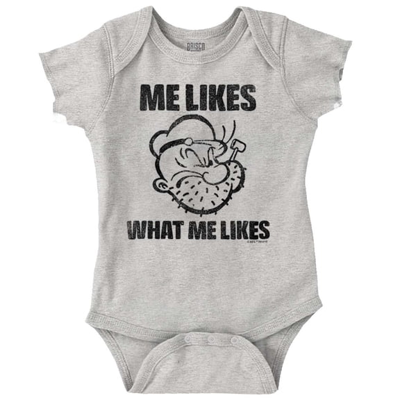 Popeye Quote What Me Likes Romper Boys or Girls Infant Baby Brisco Brands 12M