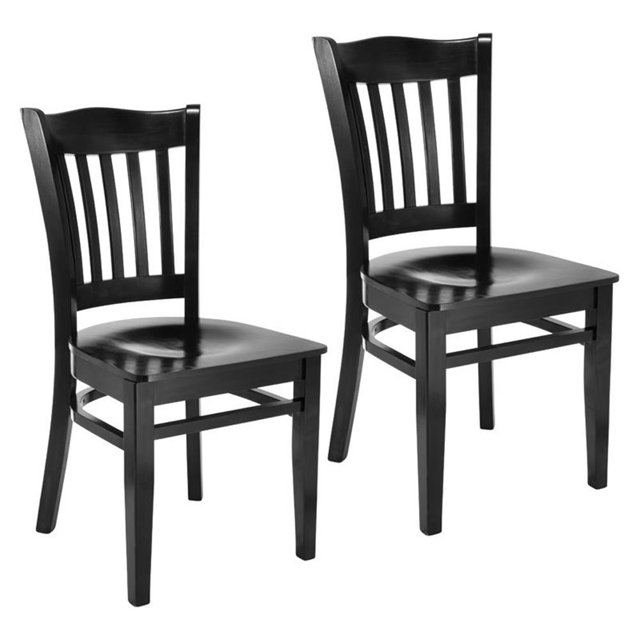 Chaise d'Appoint Hybride en Noir avec Assise en Bois (Lot de 2)