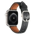 thumbnail image 2 of Fashion Band for Apple Watch 49mm 46mm 45mm 44mm 42mm with Adjustable Stainless Steel Buckle, Lychee Texture PU Leather Strap Slim Band for iWatch Ultra Series 10 9 8 7 6 5 4 SE 3 2 1, Black, 2 of 7