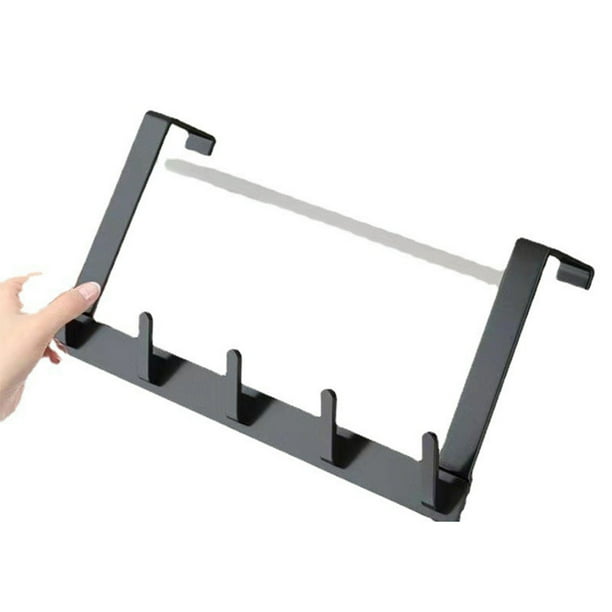 Ganchos para detrás de la puerta | Perchero de aleación de aluminio espacial para colgar sobre la puerta | Organizador plegable de 5 ganchos para dormitorio, cocina, baño | Montaje sin taladro para