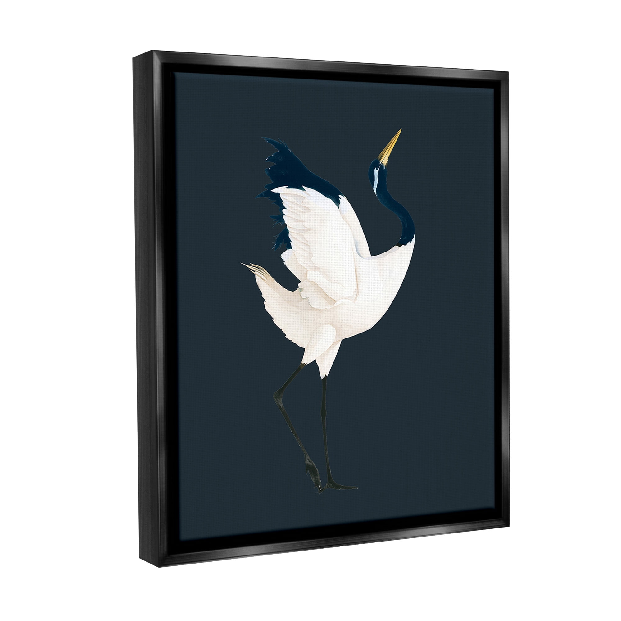 Stupell Industries Crane Bird Facing Right Animals & Insects Painting Black Floater Framed Canvas Art Print Wall Art, 25 x 31