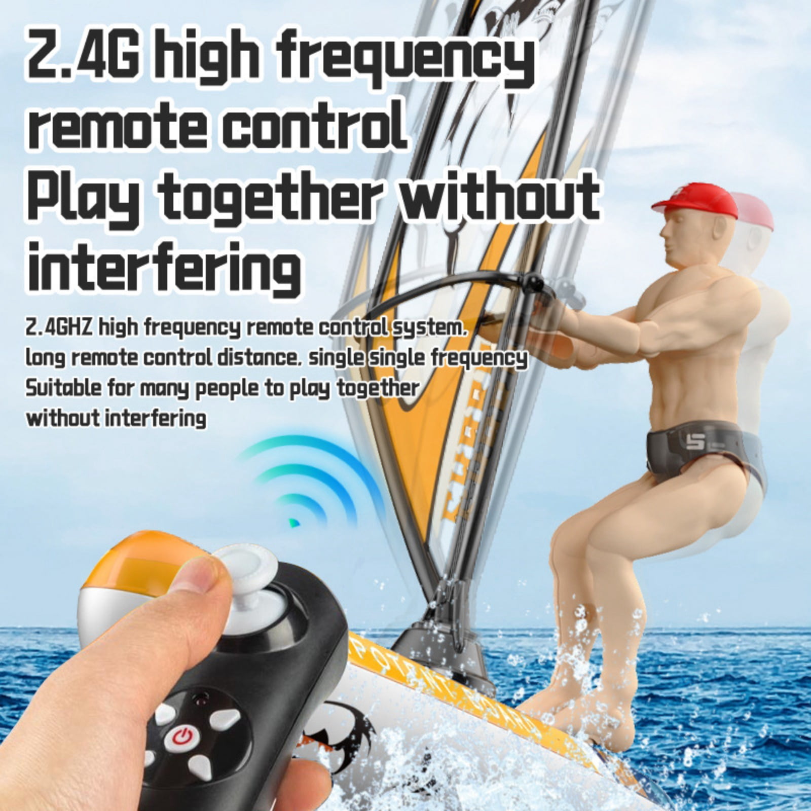 TXT-MATRIX Remote Control Windsurfing Racing Boat Toy - High-Speed RC Surfboard with Balance Control & LED Lights