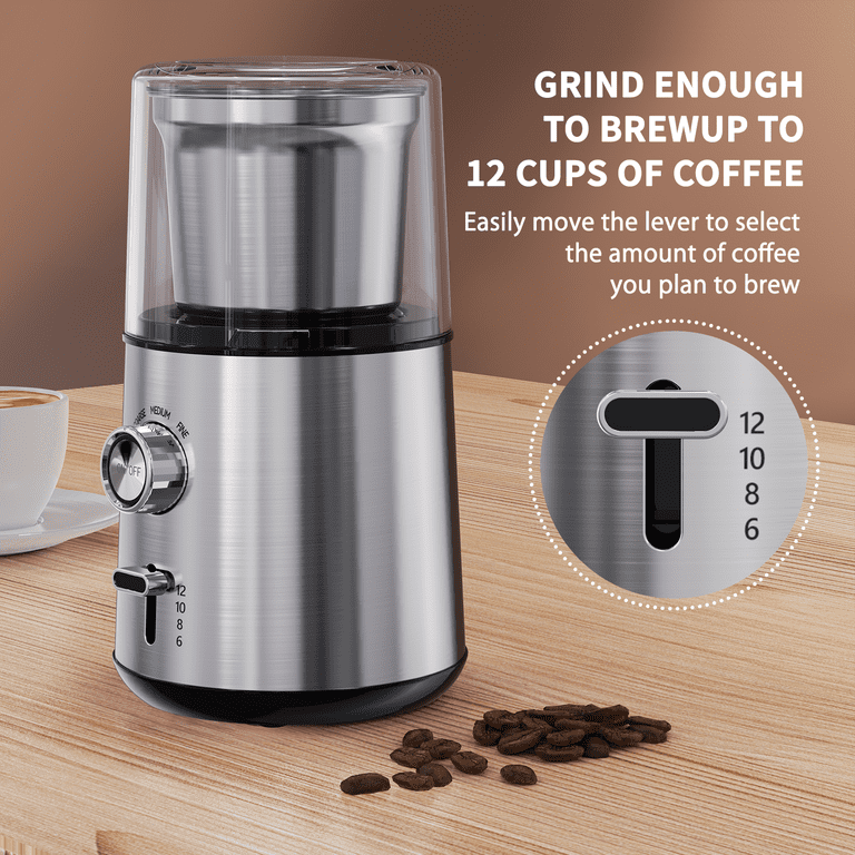 Adjustable Coffee Grinder Electric 3 Grind Settings , 12 Cup/3oz