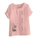 thumbnail image 4 of Vestidos Casuales Para Mujer, Blusas De Mujer De Moda Blusa informal de lino con botones y manga corta estampada para mujer, 4 of 4