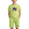 thumbnail image 2 of ITSAME 4th of July Girls Outfit Sets American Flag Print Cotton T-Shirt and Shorts Casual Clothes 2-Piece Green Size 11, 2 of 9