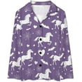 thumbnail image 4 of Top-kevin Women's Pajama Sets Black White Floral Horse Long Sleeve Lounge Sets Pjs Sleepwear with Pockets, 4 of 12