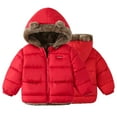 thumbnail image 4 of Godderr Toddler Kids Boys Girls Down Jacket Fleece Outwear,Baby Cute Bear Ear Zipper Coat with Pocket Winter Warm Thick Hoodie Coat for 1-7Y, 4 of 7