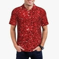 thumbnail image 4 of Xecao Red Glitter for Mens' Casual Short Sleeve Button-Down Polo Shirts for a Classic Golf Look, 4 of 9