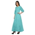 thumbnail image 2 of Moomaya Printed Round Neck 3/4 Sleeve Long Maxi Dress With Drawstring Waist, 2 of 3