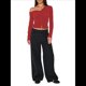 thumbnail image 2 of Cárdigan Corto de Larga con Hombros Descubiertos y Abertura Frontal para Mujer, Camisa con Botones, Tops de Otoño Rojo Vino L, 2 of 8