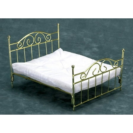 - Dollhouse Brass Double Bed W/Mattress