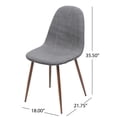 thumbnail image 4 of DUOSONG Mid-Century Dining Chair Fabric Upholstered Chair With Dark Walnut Wood Finished Metal Legs (Set Of 2), Light Gray Furniture Dining Furniture Seating for Dining, 4 of 12