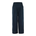 thumbnail image 3 of Women's Solid Color Loose Cotton And Linen Slacks Made Of Old Mid Waist Wide Leg Casual Pants, 3 of 4