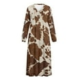 thumbnail image 4 of Xoenoiee Brown Cow Print Long Nightgowns for Women Long Sleeve Sleepshirt Button Sleep Dress Mumu Dress V Neck Sleepwear Plus Size, 2XL, 4 of 7