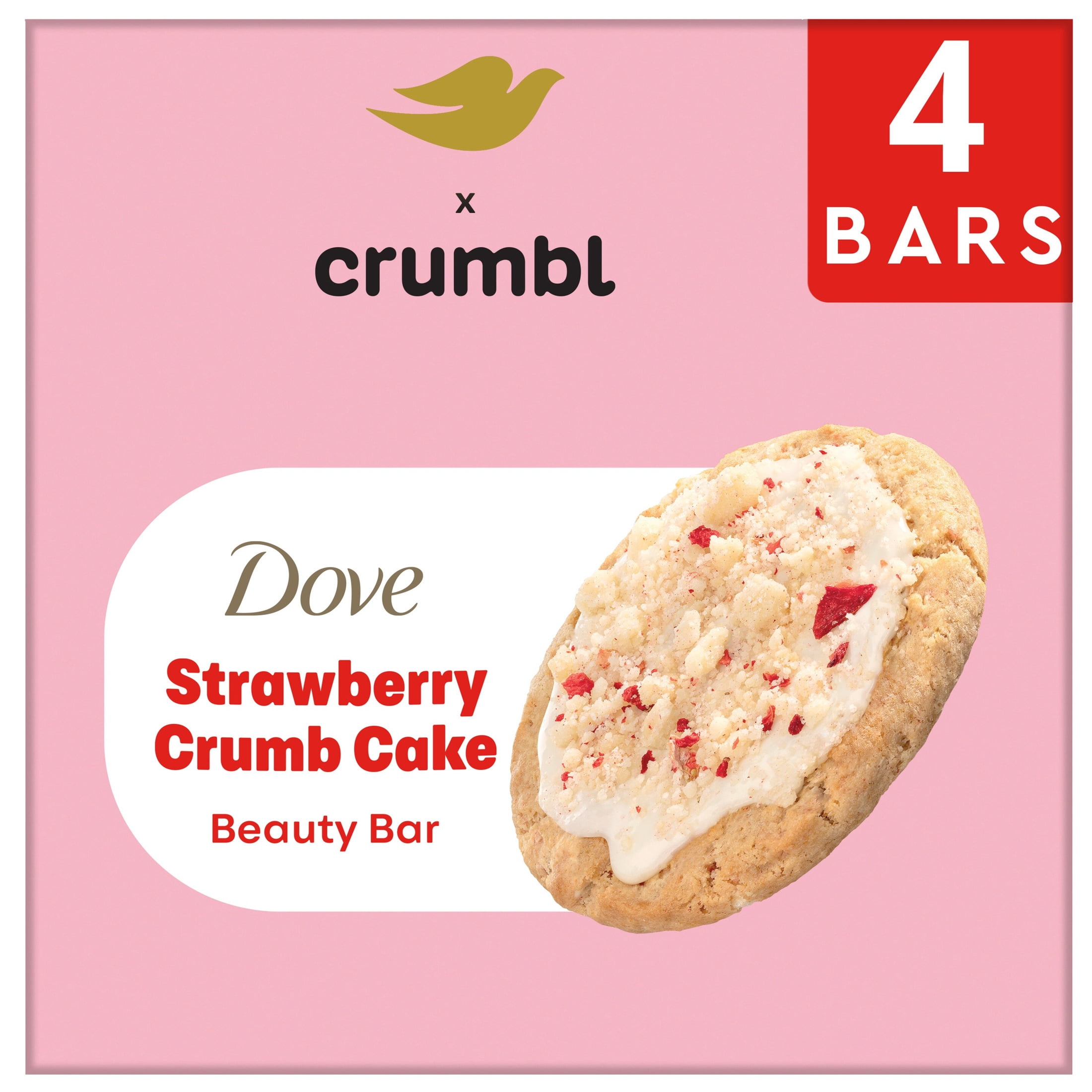 Dove & Crumbl Limited Edition Beauty Bar Strawberry Cake 15 oz 4 Bars