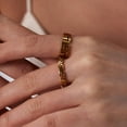 thumbnail image 7 of Unisex Stainless Steel Geometric Hollow Ring With Great Wall Pattern PVD Gold Plated Finish For Everyday Wear Jewelry, 7 of 7