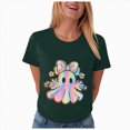 thumbnail image 4 of TOWED22 Halloween Shirts for Women Bow Ghost Shirt Cute Spooky Tshirt Fall Flower Graphic Tees Short Sleeve Casual Tops(Dark Green,XXL), 4 of 8