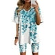 thumbnail image 2 of Blusas para las Mujeres Casual, Cuello en V de Manga Corta Impresa Superior Y Suelto Pantalones Cortos, Conjuntos de Moda de Verano, 2 of 4