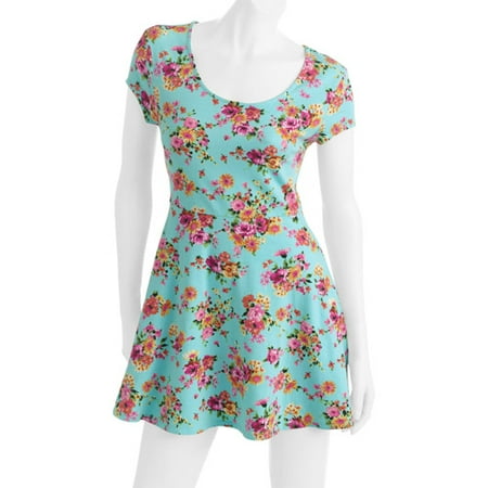 No Boundaries Juniors Printed Skater Dress