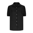 thumbnail image 5 of Xdegoge Button Down Shirt for Women Collared V Neck Puff Short Sleeve Western Casual Regular Fit Single Pocket Solid Texture Soft Durable Summer Spring Tops Work office Wear, 5 of 6